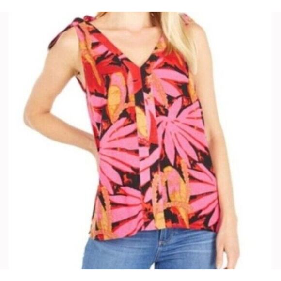 J.CREW Tops - J Crew Bruna Tie Shoulder Tropical V-Neck Sleeveless Top Vacation Beachy Sz S